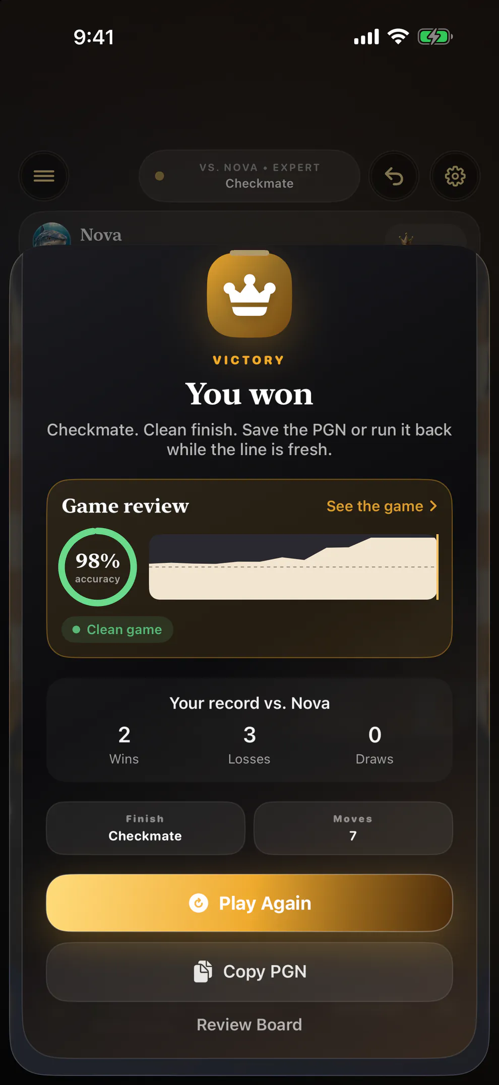 Victory: You won.